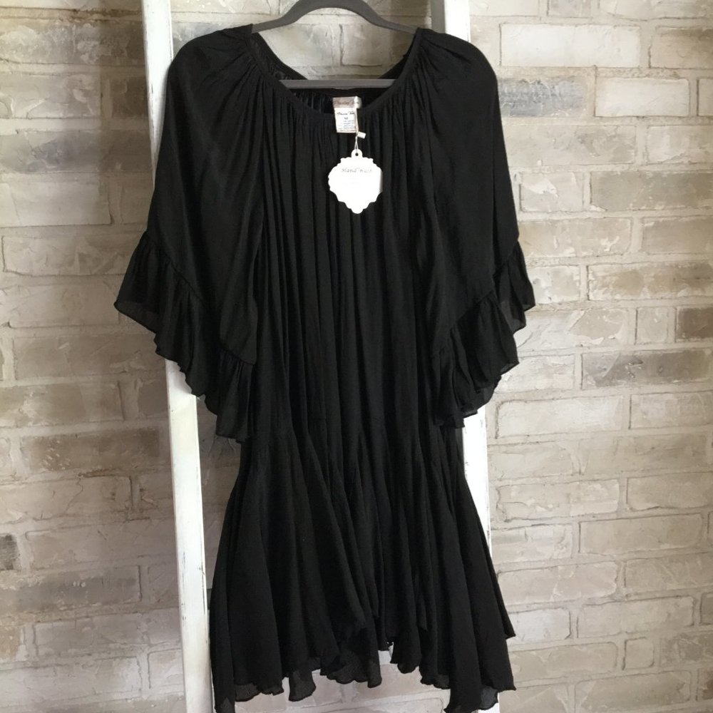Med Paisley Vine Black Tunic Dress
